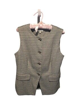 NWOT Brown Houndstooth Sleeveless Vest, Size Medium